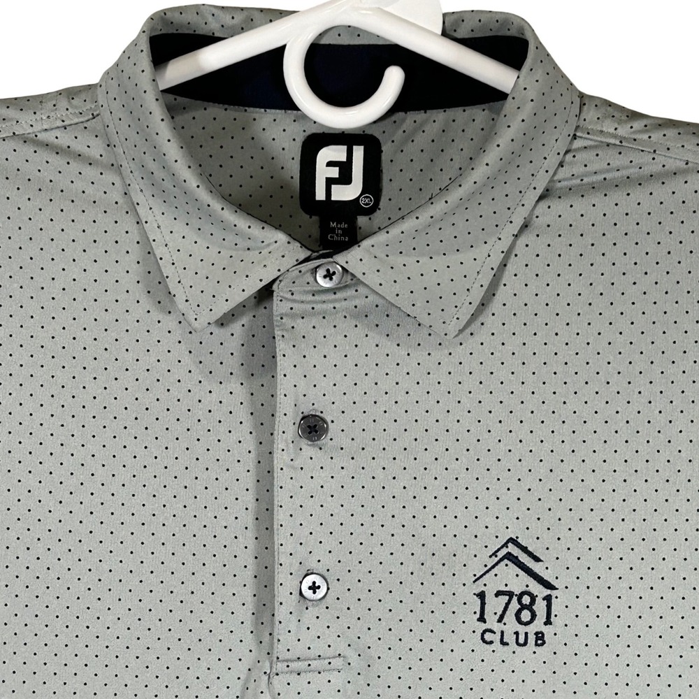FootJoy Mens 2XL Grey Micro Dot Polo Shirt 1781 Club Performance‎ Golf Top